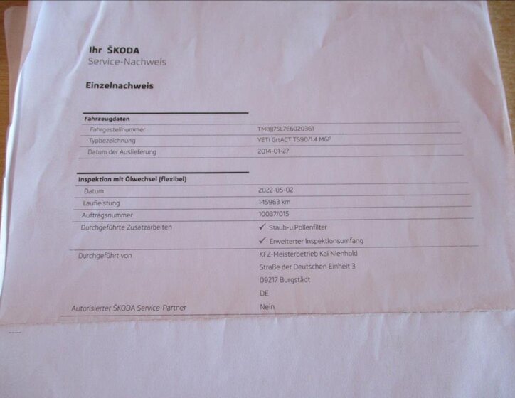 Škoda Yeti Kombi 1,4 l 90 kw