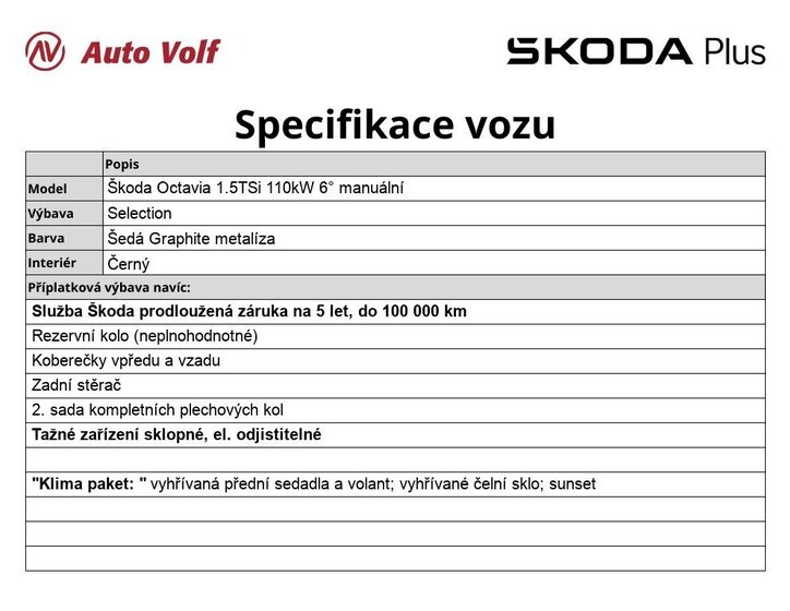 Škoda Octavia Liftback 1,5 l 110 kw