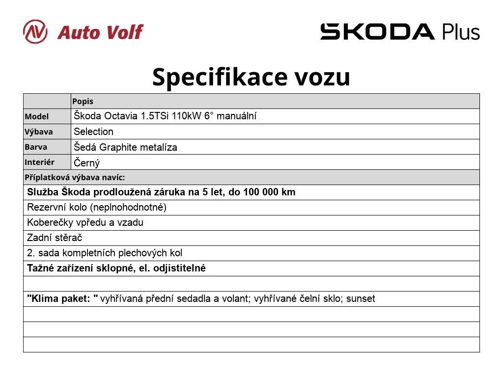 Škoda Octavia Liftback 1,5 l 110 kw