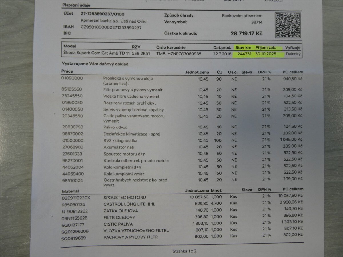 Škoda Superb Kombi 2,0 l 110 kw