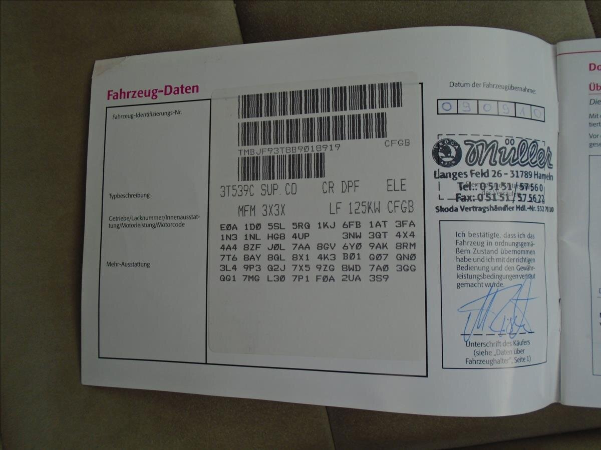 Škoda Superb Kombi 2,0 l 125 kw