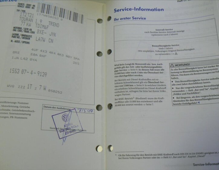 Volkswagen Touran MPV 1,9 l 77 kw