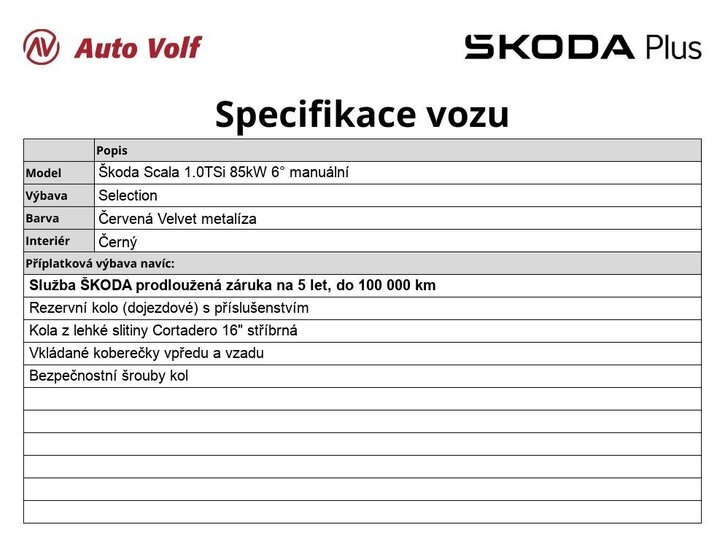 Škoda Scala Hatchback 1,0 l 85 kw