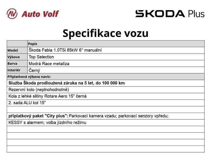 Škoda Fabia Hatchback 1,0 l 85 kw