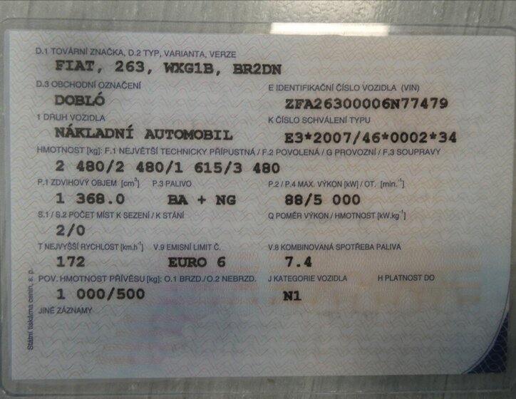 Fiat Dobló cargo Pick-up 1,4 l 88 kw