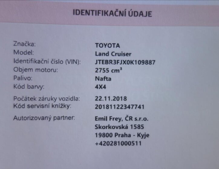 Toyota Land Cruiser SUV / Terénní 2,8 l 130 kw