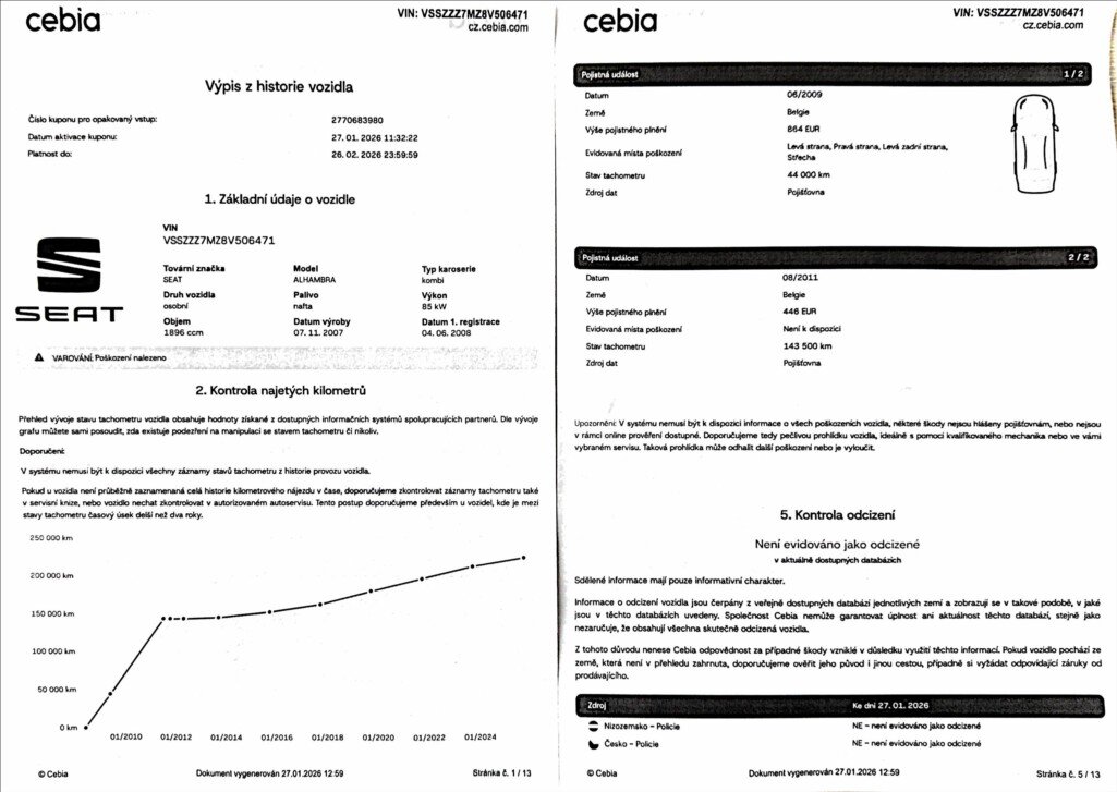 Seat Alhambra Kombi 1,9 l 85 kw