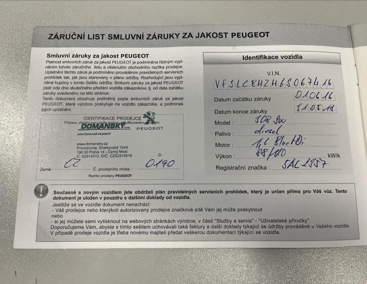 Peugeot 308 Kombi 1,6 l 88 kw