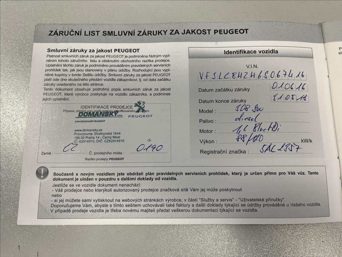 Peugeot 308 Kombi 1,6 l 88 kw