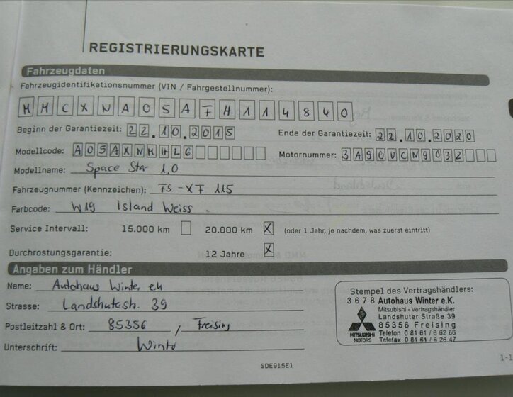 Mitsubishi Space Star Hatchback 999,0 52 kw