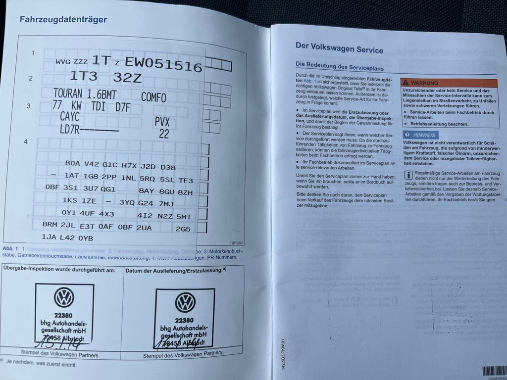 Volkswagen Touran MPV 1,6 l 77 kw