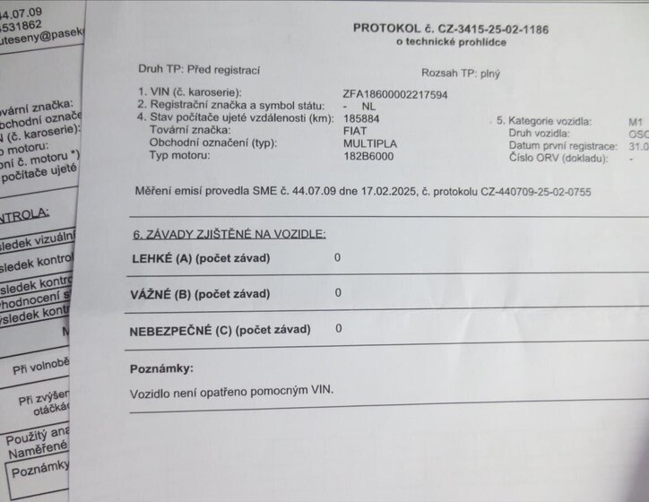 Fiat Multipla MPV 1,6 l 76 kw