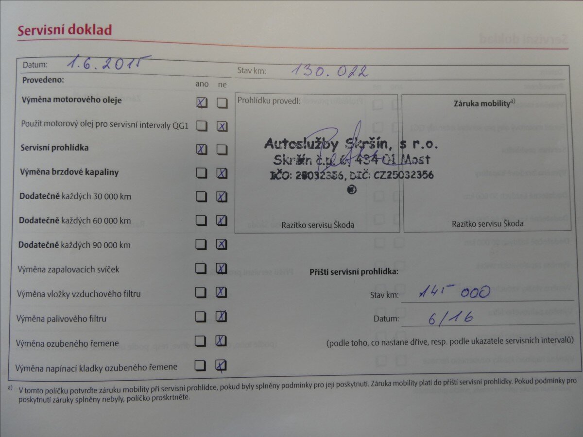 Škoda Octavia Sedan / Limuzína 1,6 l 85 kw