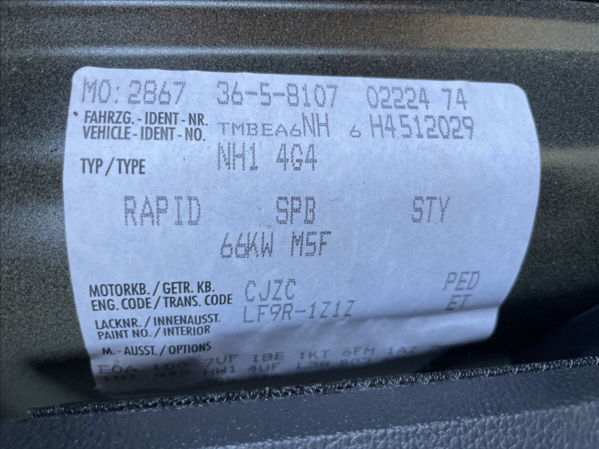 Škoda Rapid Hatchback 1,2 l 66 kw