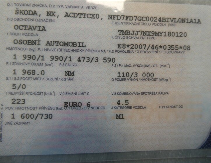 Škoda Octavia Kombi 2,0 l 110 kw