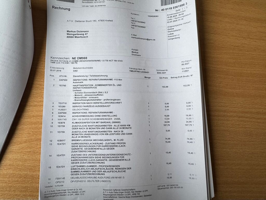 Škoda Octavia Kombi 1,5 l 110 kw