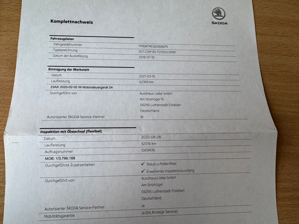 Škoda Octavia Kombi 2,0 l 135 kw