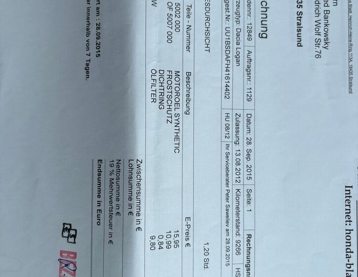 Dacia Sandero Hatchback 1,6 l 64 kw