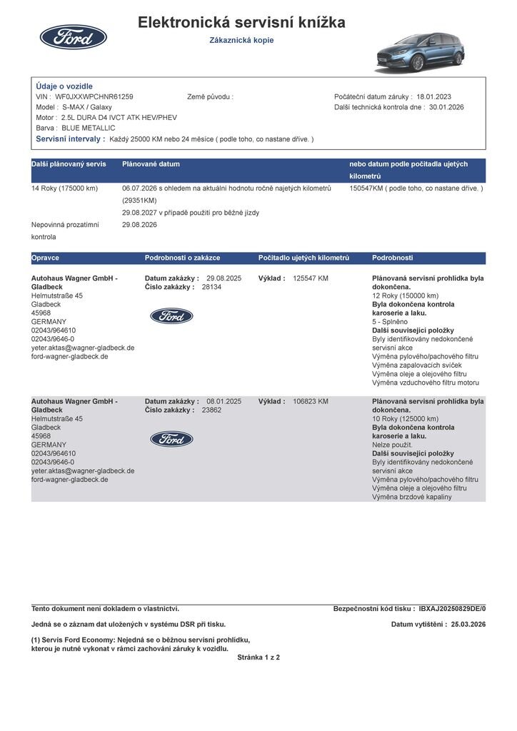 Ford S-MAX MPV 2,5 l 140 kw