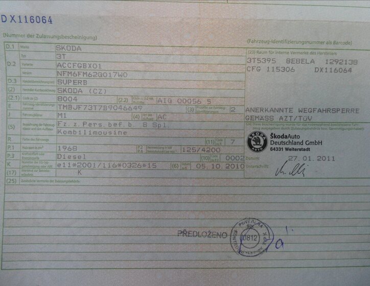 Škoda Superb Kombi 2,0 l 125 kw