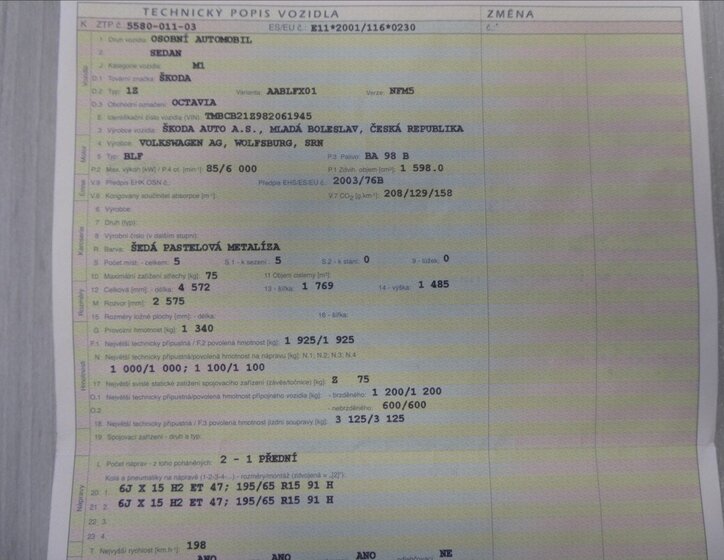 Škoda Octavia Sedan / Limuzína 1,6 l 85 kw