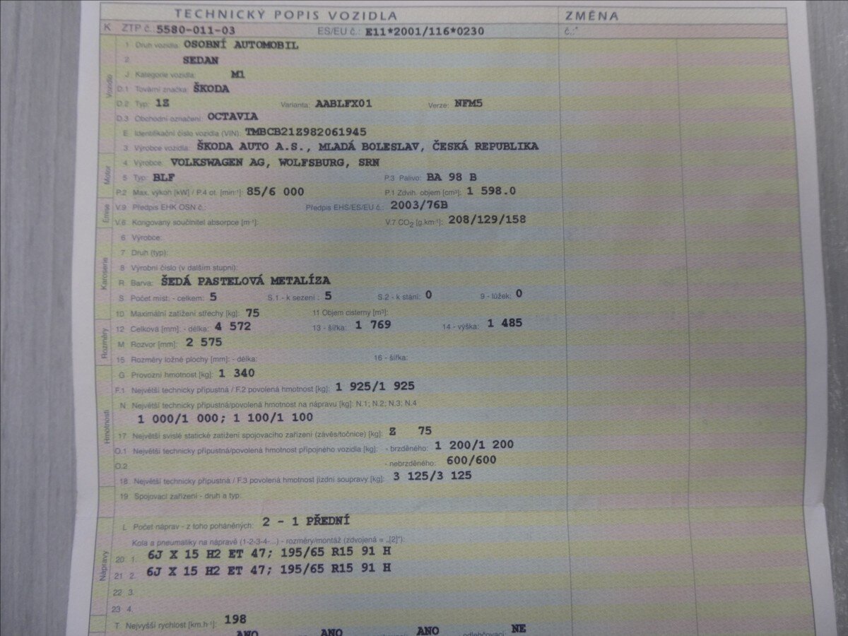 Škoda Octavia Sedan / Limuzína 1,6 l 85 kw