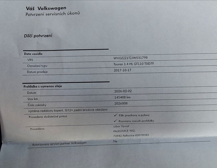 Volkswagen Touran Kombi 1,4 l 110 kw