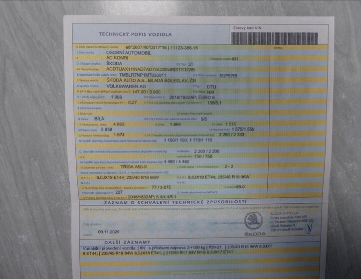 Škoda Superb Kombi 2,0 l 147 kw