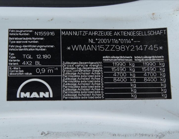 MAN Ostatní Valník 4,6 l 132 kw