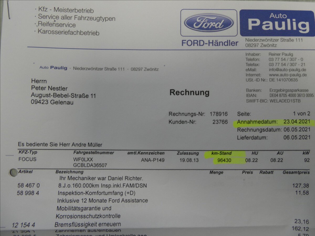 Ford Focus Kombi 1,6 l 92 kw