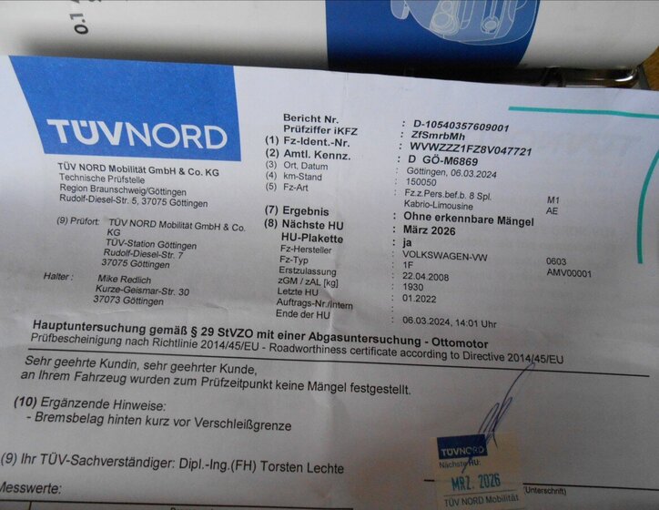 Volkswagen EOS Kabriolet 1,4 l 90 kw