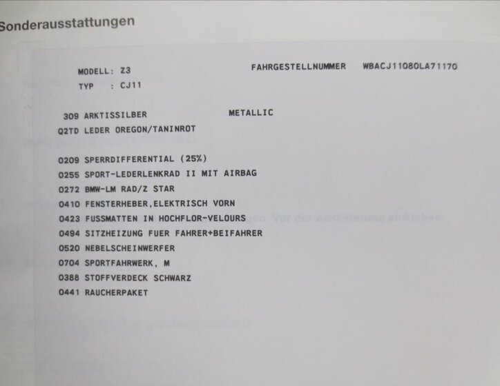 BMW Z3 Kabriolet 1,8 l 85 kw