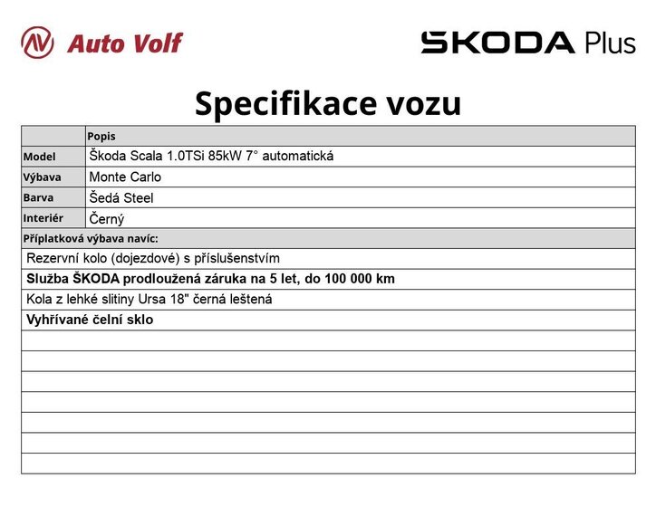 Škoda Scala Hatchback 1,0 l 85 kw