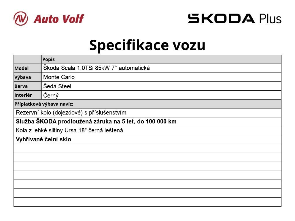 Škoda Scala Hatchback 1,0 l 85 kw