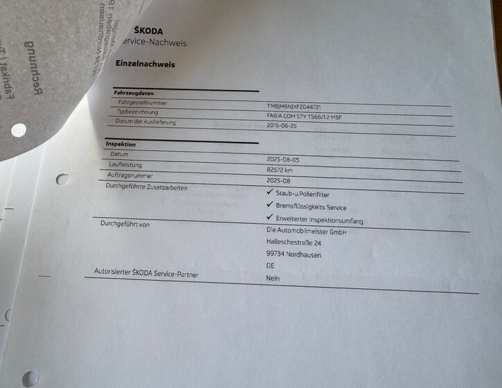 Škoda Fabia Kombi 1,2 l 66 kw