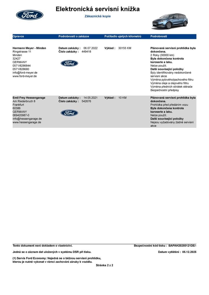 Ford S-MAX MPV 2,0 l 110 kw