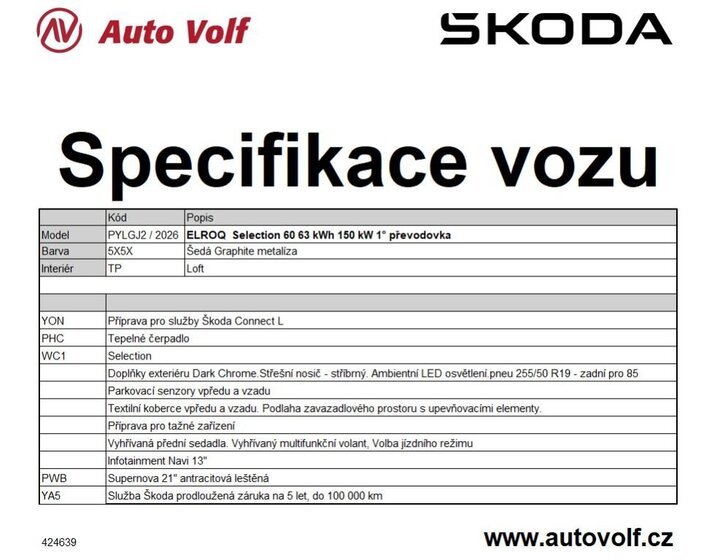 Škoda Elroq SUV 1,0 150 kw