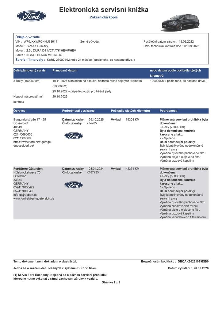 Ford S-MAX MPV 2,5 l 140 kw