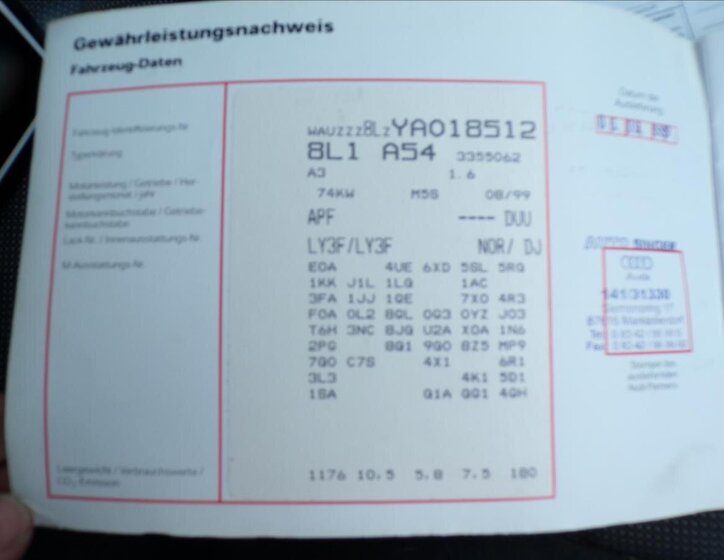 Audi A3 Hatchback 1,6 l 74 kw