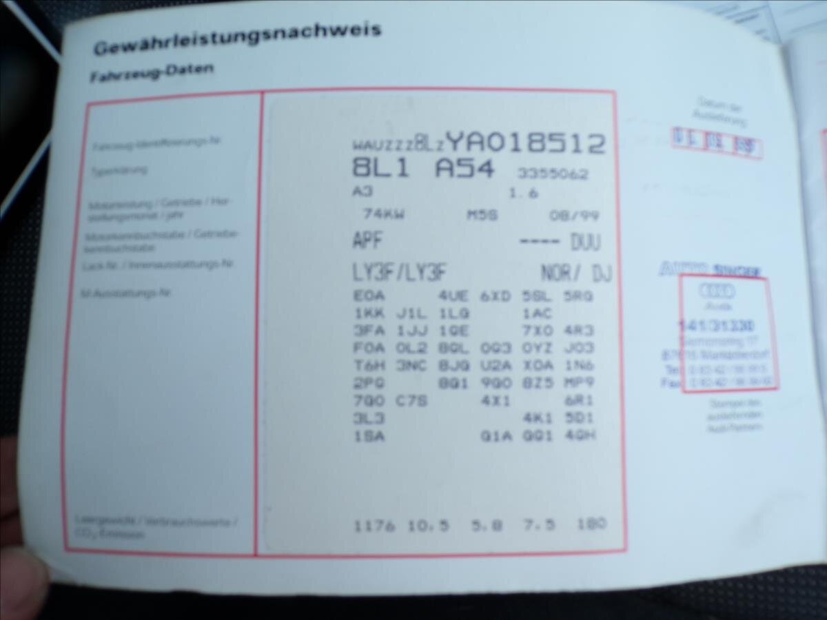 Audi A3 Hatchback 1,6 l 74 kw