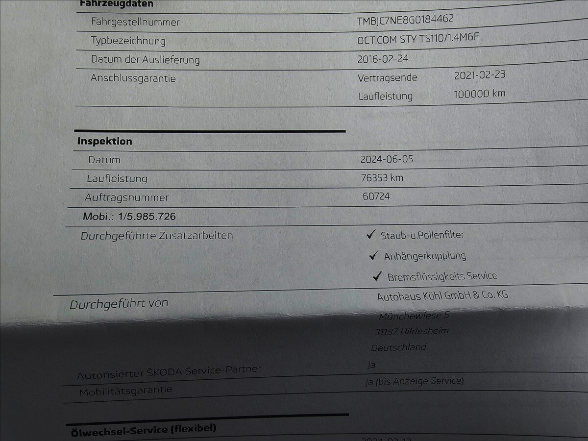 Škoda Octavia Kombi 1,4 l 110 kw