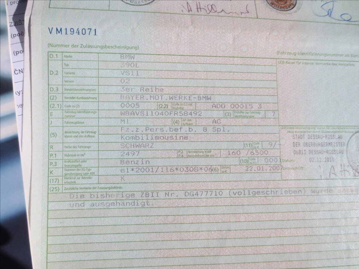 BMW Řada 3 Kombi 2,5 l 160 kw