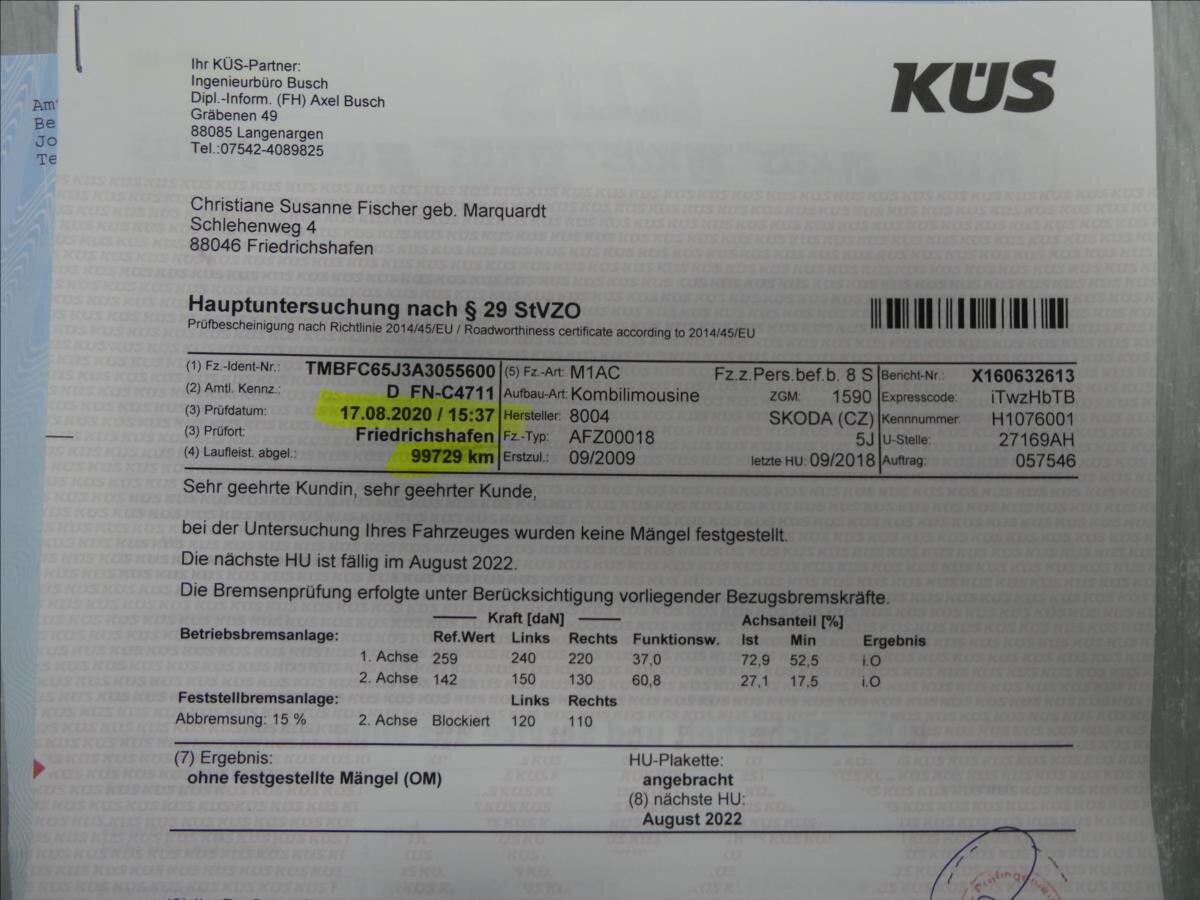 Škoda Fabia Kombi 1,4 l 63 kw