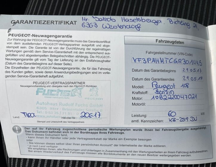 Peugeot 108 Hatchback 1,2 l 60 kw