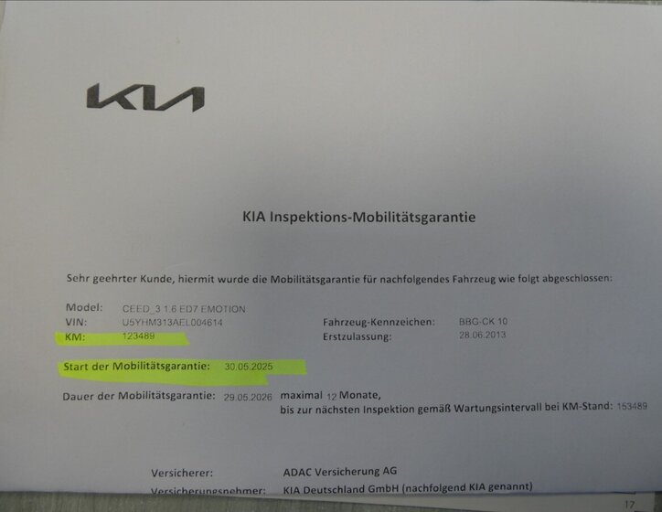 KIA Ceed Hatchback 1,6 l 996 kw