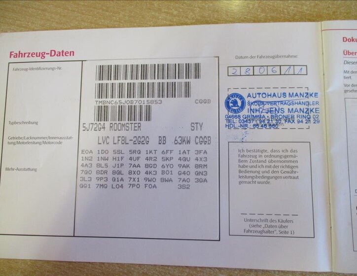 Škoda Roomster MPV 1,4 l 63 kw