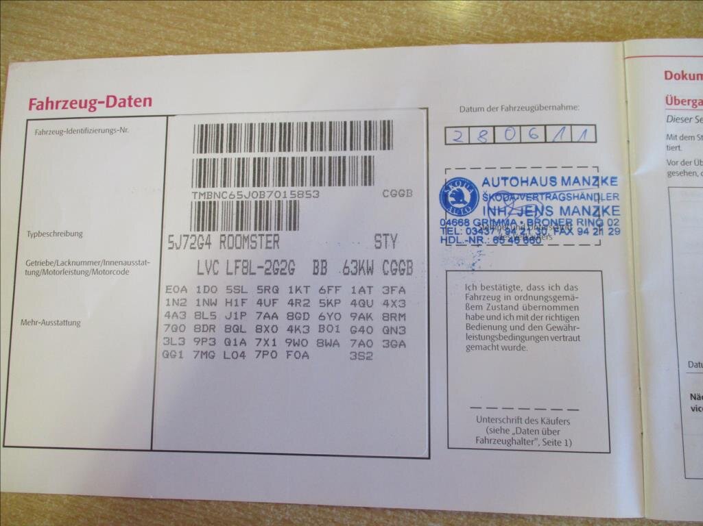 Škoda Roomster MPV 1,4 l 63 kw