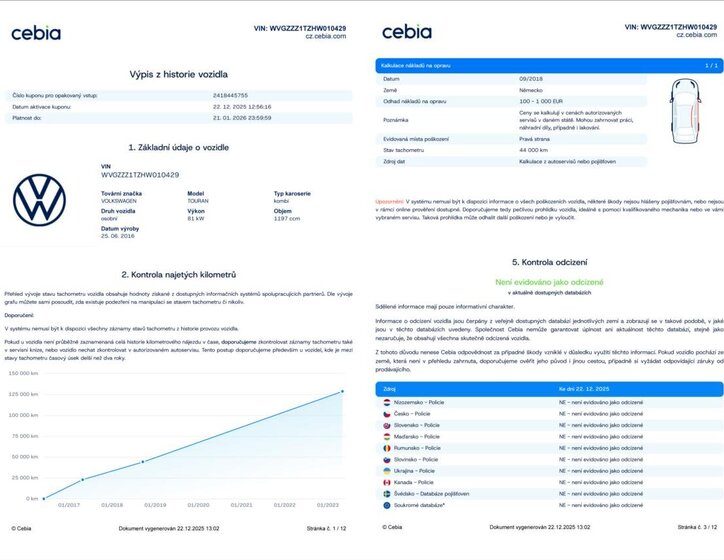 Volkswagen Touran MPV 1,2 l 81 kw