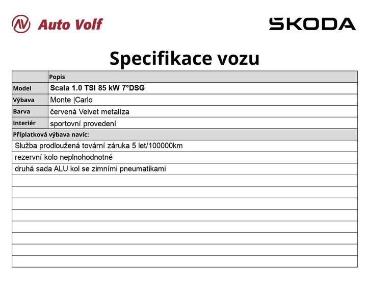 Škoda Scala Hatchback 1,0 l 85 kw