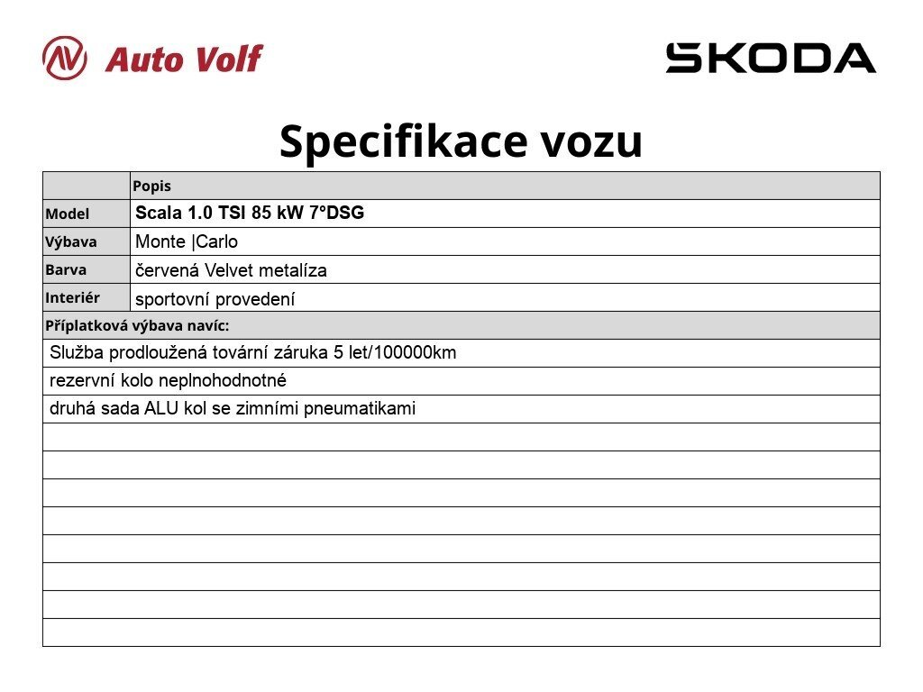 Škoda Scala Hatchback 1,0 l 85 kw